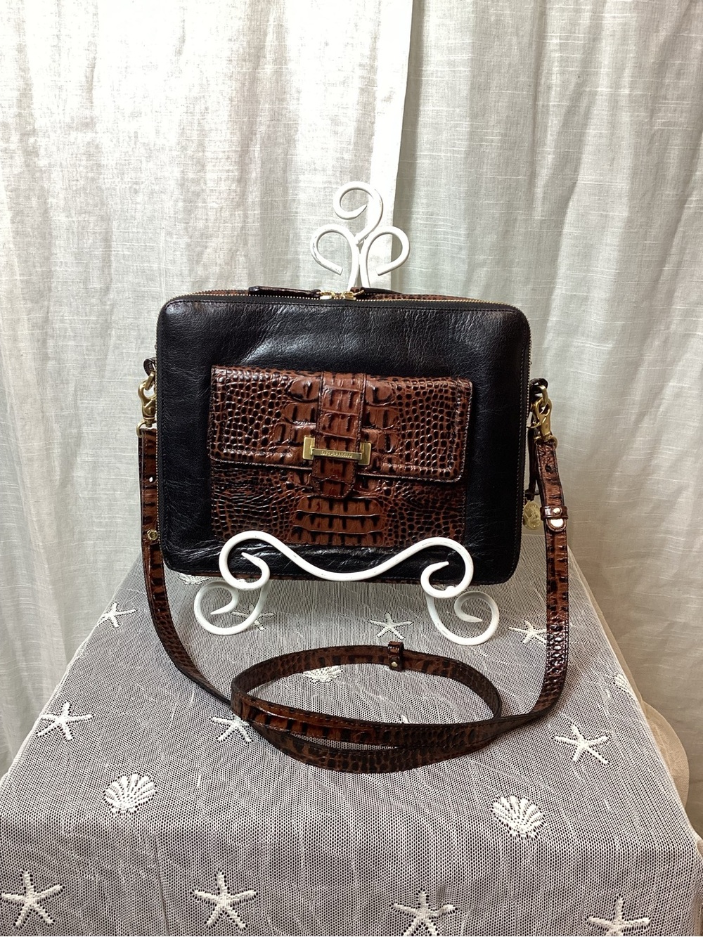 Brahmin Theo Crossbody Bag- Black/ Brown